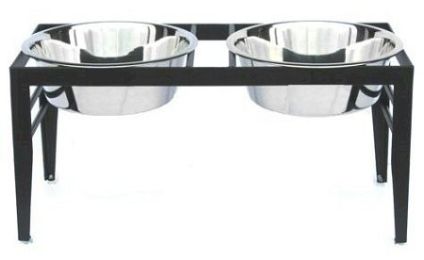 Chariot Double Elevated Dog Bowl - Medium/Black