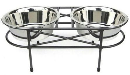 Mesh Elevated Double Dog Bowl - Large/Black